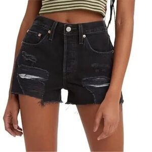 Women's Levi's® 501TM Black Distressed Jean Shorts SZ 28 NEW